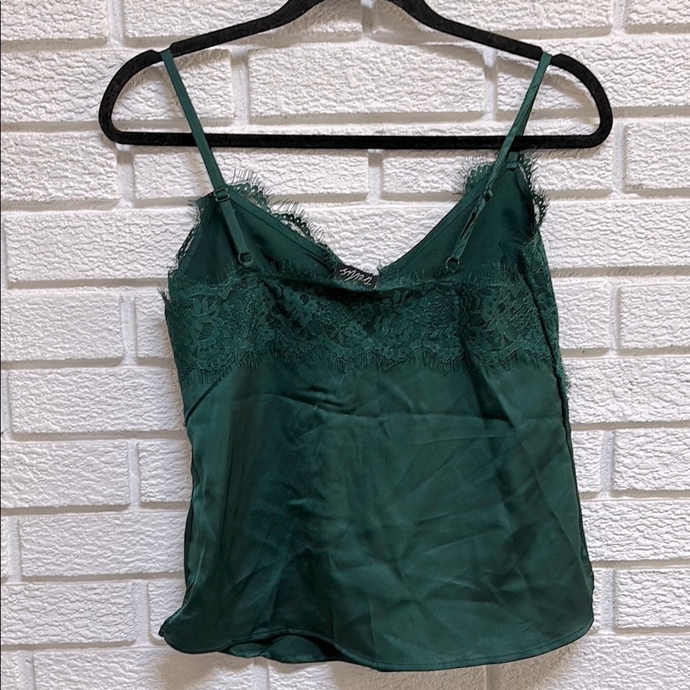 NWT Emerald Green Lace Trim Cami Top - Picture 5 of 5